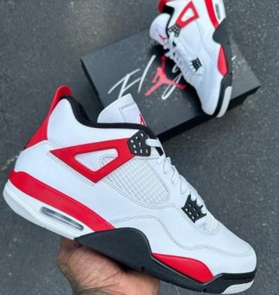 Nike Air Jordan 4 Red Cement Basketball Sneakers Semi Ua