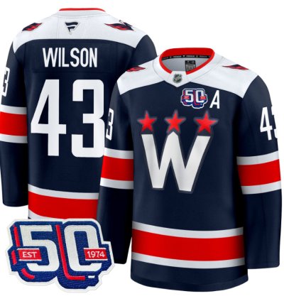 Men Tom Wilson Jersey 43 Washington Capitals 50th Anniversary Navy