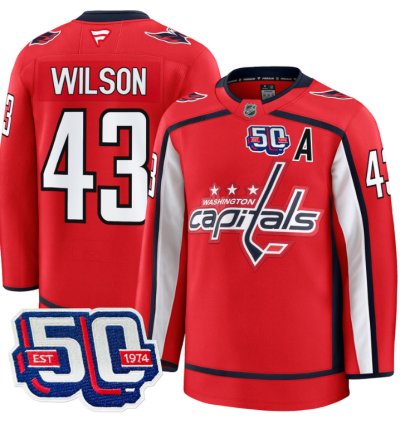 Men Tom Wilson Jersey 43 Washington Capitals 50th Anniversary Red