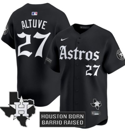 José Altuve Jersey 27 Houston Astros Gothic Edition Vapor Premier Limited Stitched Black