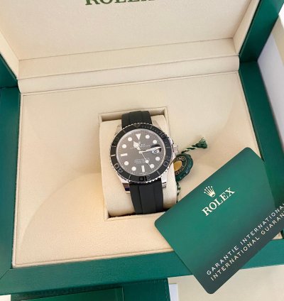 Rolex Yacht-master 42 New 226659 White Gold 18k Black Rubber Bracelet 42mm