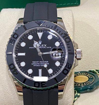 Rolex Yacht-master 42 New 226659 White Gold 18k Black Rubber Bracelet 42mm