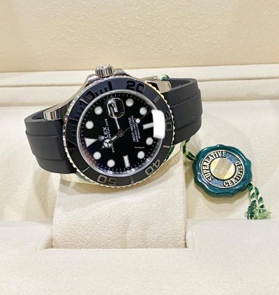 Rolex Yacht-master 42 New 226659 White Gold 18k Black Rubber Bracelet 42mm