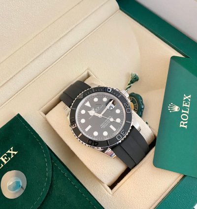 Rolex Yacht-master 42 New 226659 White Gold 18k Black Rubber Bracelet 42mm