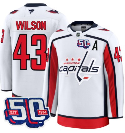 Men Tom Wilson Jersey 43 Washington Capitals 50th Anniversary White