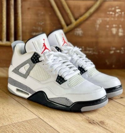 Nike Air Jordan 4 White Cement Basketball Sneakers Semi Ua