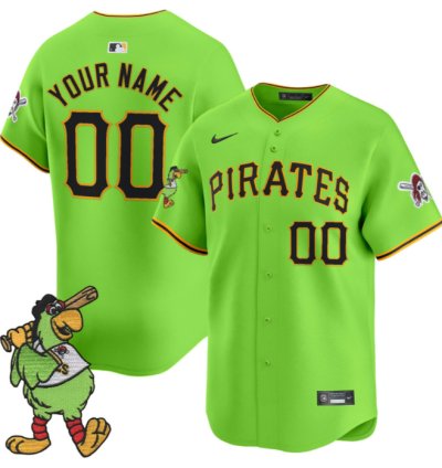 Custom Pittsburgh Pirates Jersey Pirate Parrot Patch Premier Limited Stitched Green