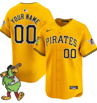 Custom Pittsburgh Pirates Jersey Pirate Parrot Patch Premier Limited Stitched Gold