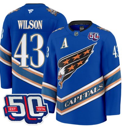 Men Tom Wilson Jersey 43 Washington Capitals Eagle 50th Anniversary Royal