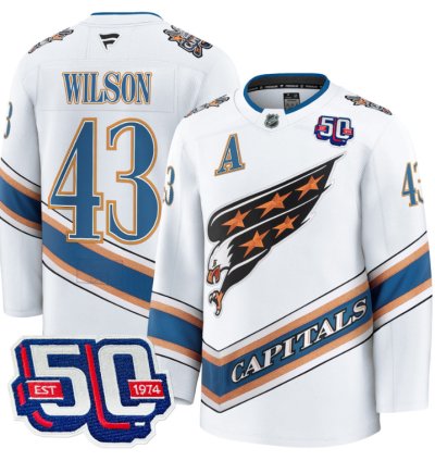 Men Tom Wilson Jersey 43 Washington Capitals Eagle 50th Anniversary White