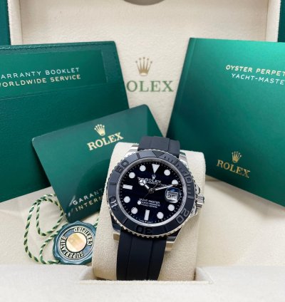 Rolex Yacht-master 42 New Yacht-master Falcon Eye Dial 42mm 226659 White Gold Black Oysterflex Rubber Strap