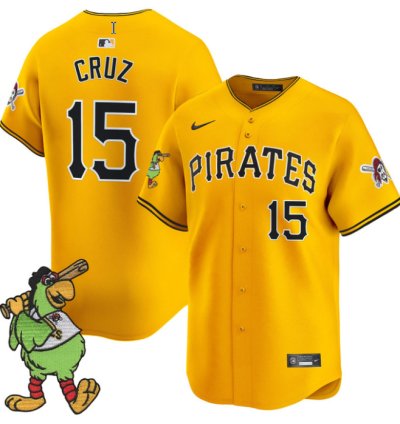 Oneil Cruz Jersey 15 Pittsburgh Pirates Pirate Parrot Patch Premier Limited Stitched Gold