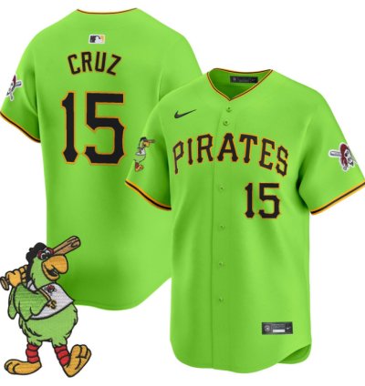 Oneil Cruz Jersey 15 Pittsburgh Pirates Pirate Parrot Patch Premier Limited Stitched Green