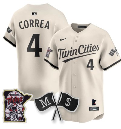 Carlos Correa Jersey 4 Minnesota Twins Alternate Limited Stitched Cream