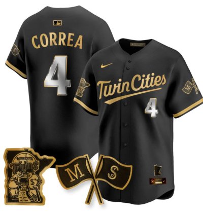 Carlos Correa Jersey 4 Minnesota Twins Alternate Limited Stitched Black Gold