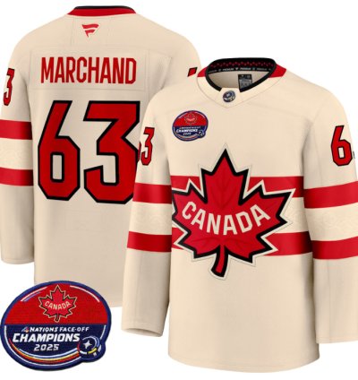 Men Brad Marchand Jersey 63 Canada 4 Nations Face-off 2025 Champions V2 Cream