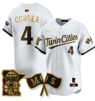 Carlos Correa Jersey 4 Minnesota Twins Alternate Limited Stitched White Gold