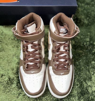 Us 11 Nike Air Force 1 Mid Cacao Brown Plaid Swoosh