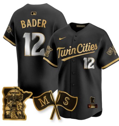 Harrison Bader Jersey 12 Minnesota Twins Alternate Limited Stitched Black Gold
