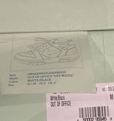 Us 9 Off-white Out Of Office White Black Ooo 39 Low Logo