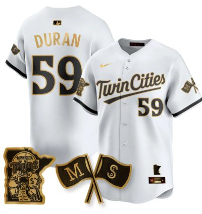 Jhoan Duran Jersey 59 Minnesota Twins Alternate Limited Stitched White Gold