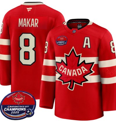 Men Cale Makar Jersey 8 Canada 4 Nations Face-off 2025 Champions V2 Red