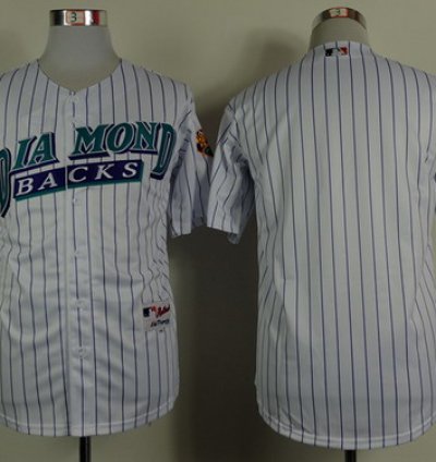 Custom Arizona Diamondbacks Blank 2015 White Pinstripe Jersey
