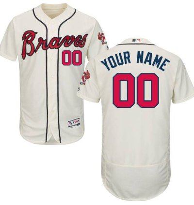 Atlanta Braves Cream Customized Flexbase Majestic Mlb Collection Jersey