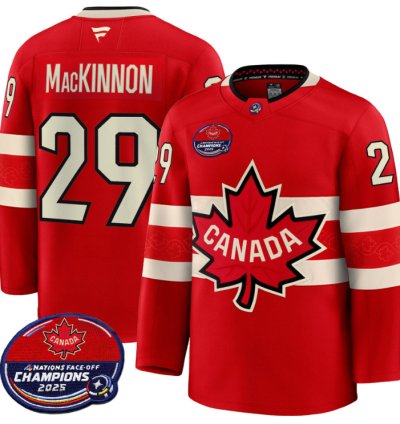 Men Nathan Mackinnon Jersey 29 Canada 4 Nations Face-off 2025 Champions V2 Red