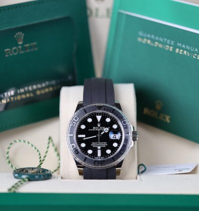 Rolex Yacht-master 42 Wei Gold Schwarz - 2022 - Lc100 - Neu Ungetragen - Fullset