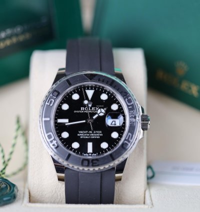 Rolex Yacht-master 42 Wei Gold Schwarz - 2022 - Lc100 - Neu Ungetragen - Fullset