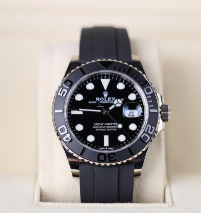 Rolex Yacht-master 42 Wei Gold Schwarz - 2022 - Lc100 - Neu Ungetragen - Fullset