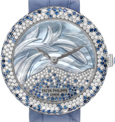 Patek Philippe Calatrava Haute Joaillerie White Gold Mother Of Pearl Diamond Sapphire Ladies Watch 4899