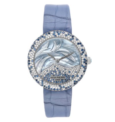 Patek Philippe Calatrava Haute Joaillerie White Gold Mother Of Pearl Diamond Sapphire Ladies Watch 4899