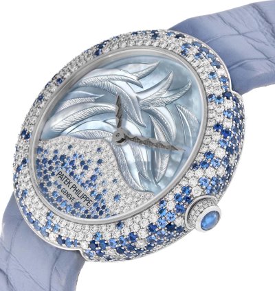 Patek Philippe Calatrava Haute Joaillerie White Gold Mother Of Pearl Diamond Sapphire Ladies Watch 4899