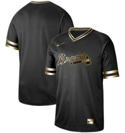 Atlanta Braves Customized Black Gold Flexbase Jersey