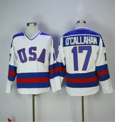 Mens Jack Ocallahan Jersey 17 1980 Miracle On Ice White All Stitched