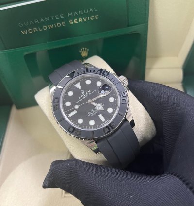 Rolex Yacht-master 42 White Gold Yacht-master 42 Watch - Black Dial - Oysterflex Strap Reference 226659