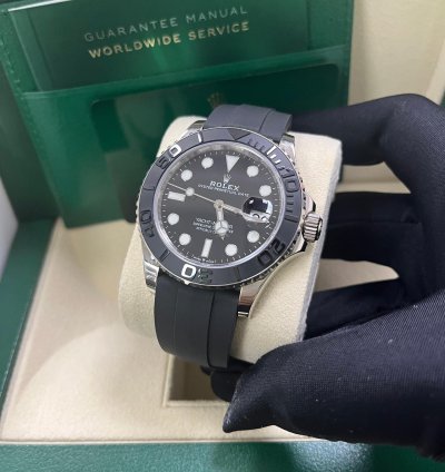 Rolex Yacht-master 42 White Gold Yacht-master 42 Watch - Black Dial - Oysterflex Strap Reference 226659