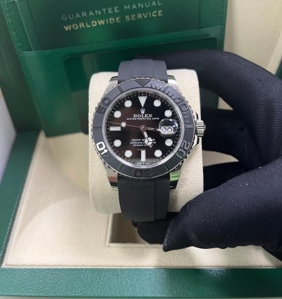 Rolex Yacht-master 42 White Gold Yacht-master 42 Watch - Black Dial - Oysterflex Strap Reference 226659