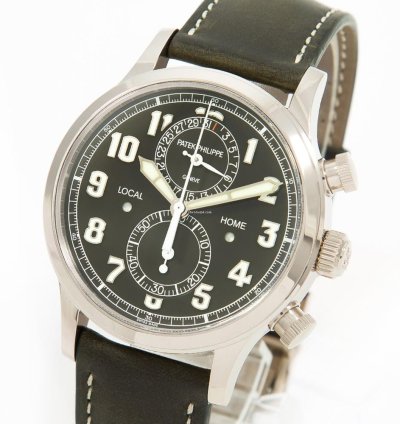 Patek Philippe Calatrava Pilot Travel Time Chronograph 11 2023 Top Condition Box Papers Vat