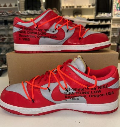 Size 15 - Nike Dunk Low Off-white University Red 2019