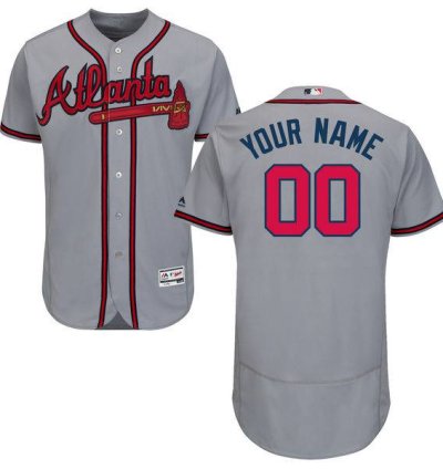 Atlanta Braves Grey Customized Flexbase Majestic Mlb Collection Jersey