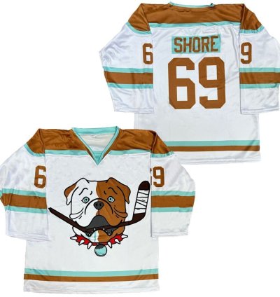 Mens Tronx Bulldogs White Shore 69 Tv Series Hockey Jerseys