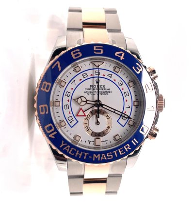 Rolex Yacht-master Ii 116681 Mercedes Hands 18k Rose Gold Steel Oyster Box Papers Unworn