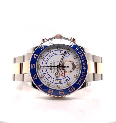 Rolex Yacht-master Ii 116681 Mercedes Hands 18k Rose Gold Steel Oyster Box Papers Unworn