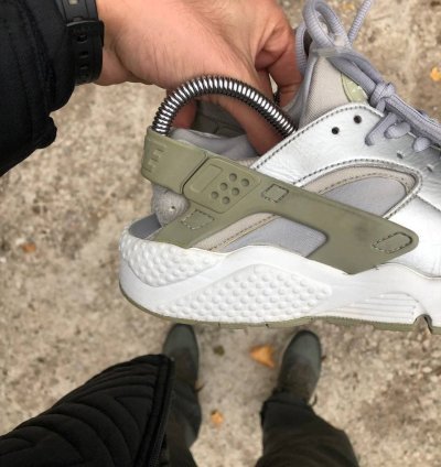 Very Rare Nike Air Huarache Run Se Silver Sneakers Designer