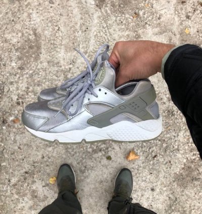 Very Rare Nike Air Huarache Run Se Silver Sneakers Designer