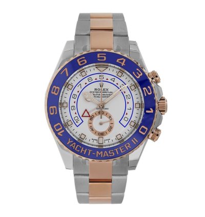 Rolex Yacht-master Ii 116681 Steel 18k Rose Gold Mercedes Hands White Dial 44 Mm