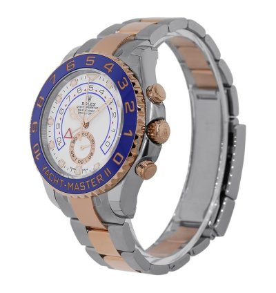 Rolex Yacht-master Ii 116681 Steel 18k Rose Gold Mercedes Hands White Dial 44 Mm